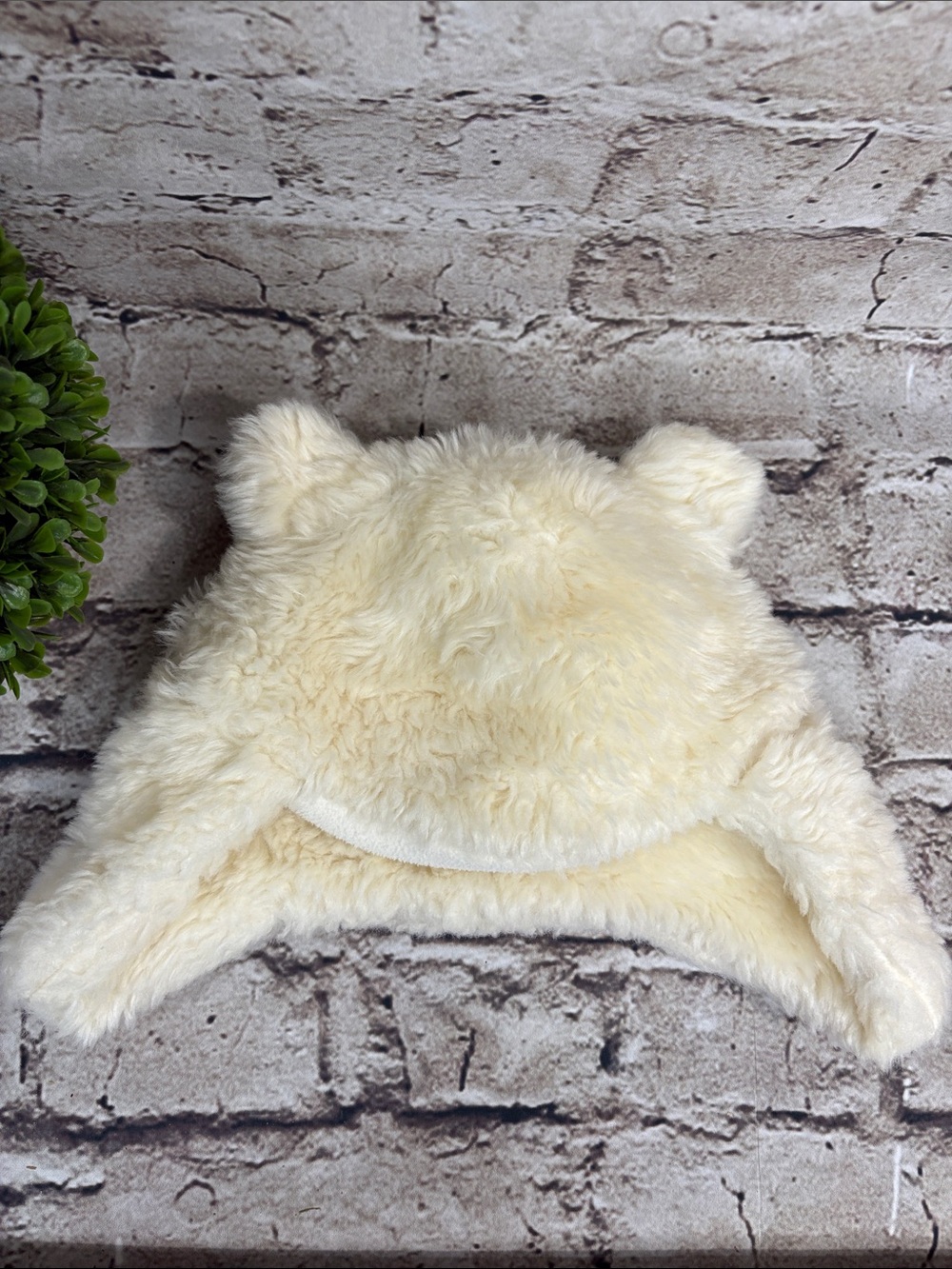 Baby Gap Toddler Ivory Cream Faux Fur Trapper Hat with Bear Ears - TOO CUTE!